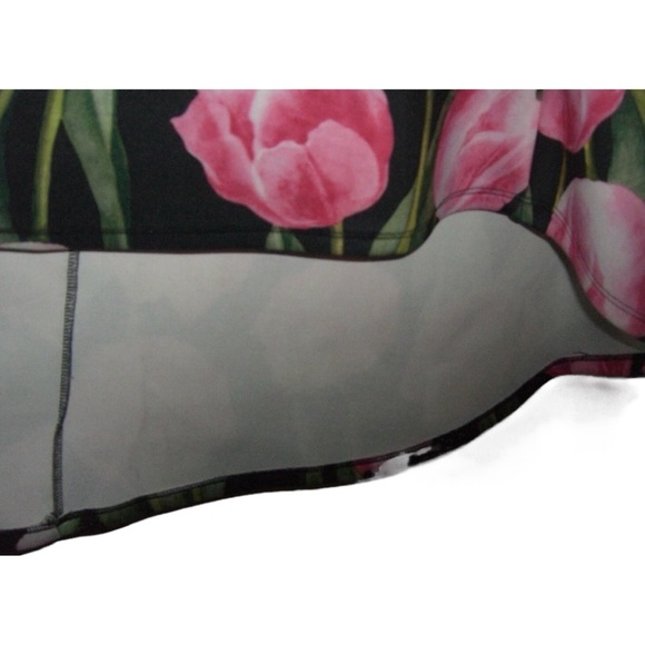 Va Va Voom Dress Long Tulip Flower Floral Cottagecore Long Black Pink Romantic M - Picture 12 of 16